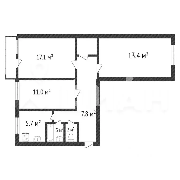 3-к кв. Астраханская область, Астрахань ул. 28-й Армии, 14 (60.3 м) - Фото 1