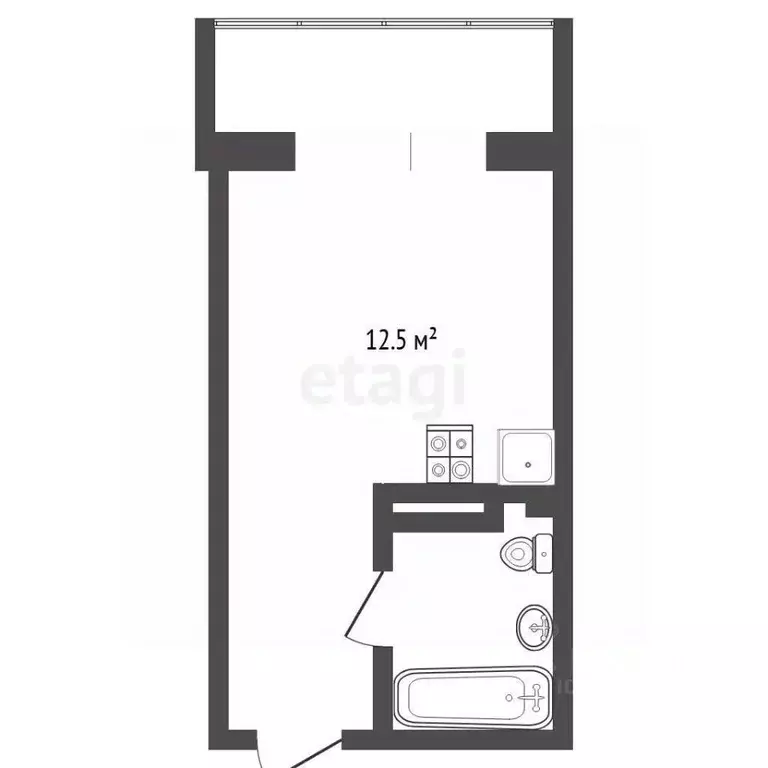 Студия Тюменская область, Тюмень ул. Новоселов, 109 (18.64 м) - Фото 1