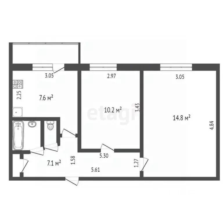 2-к кв. Удмуртия, Ижевск ул. Михаила Петрова, 28 (48.0 м) - Фото 0
