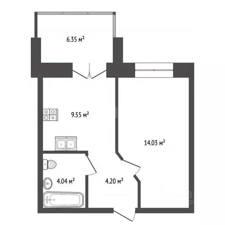1-к кв. Ярославская область, Ярославль ул. Лескова, 15 (34.82 м) - Фото 2