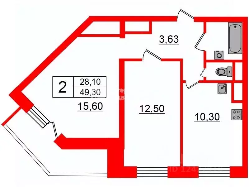 2-к кв. Ленинградская область, Мурино Всеволожский район, Новая ул., 7 ... - Фото 1