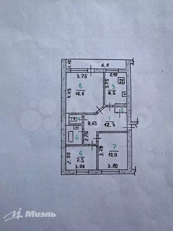 3-к. квартира, 64,4 м, 1/3 эт. - Фото 0