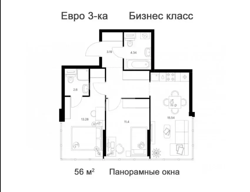 2-комнатная квартира: Москва, Ижорская улица, 6к6 (56 м) - Фото 0