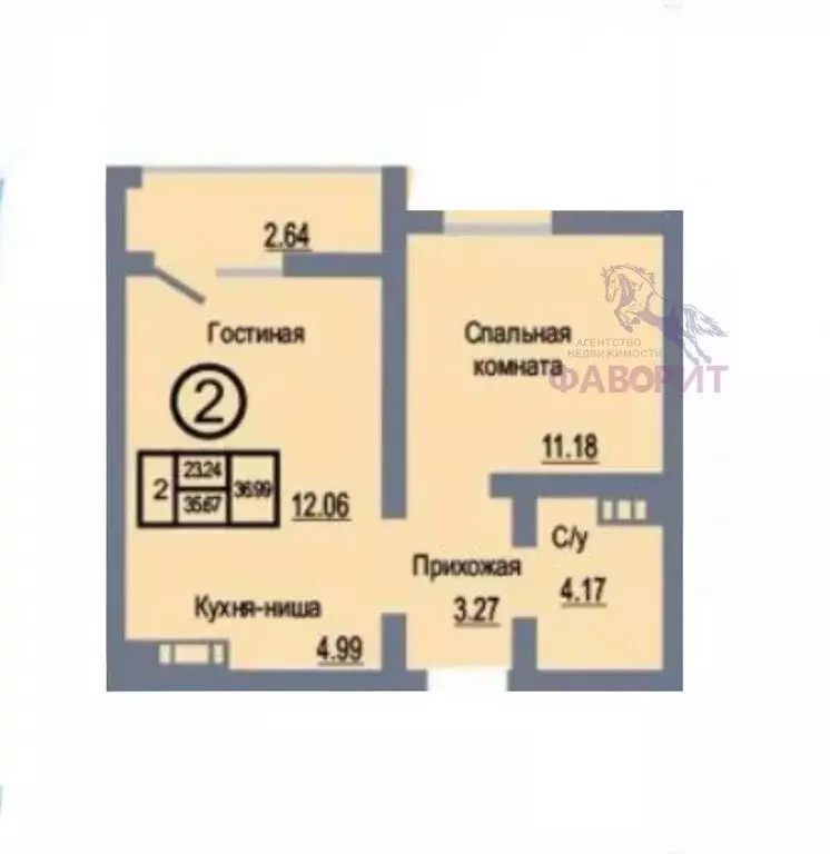 2-комнатная квартира: Оренбург, улица Неплюева, 5 (36.3 м) - Фото 1