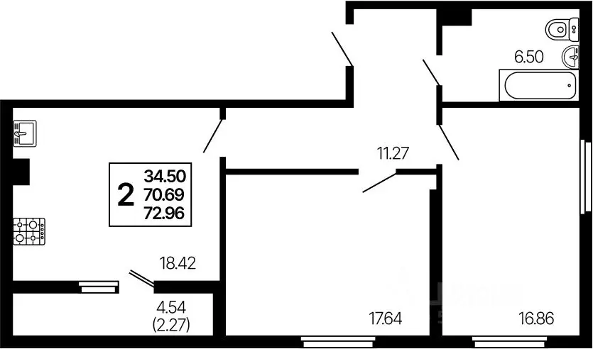 2-к кв. Самарская область, Самара Революционная ул. (72.96 м) - Фото 0