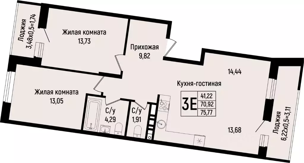 2-к кв. Краснодарский край, Краснодар ул. Михаила Барибана (75.77 м) - Фото 0