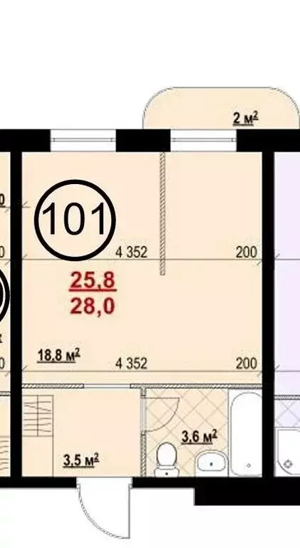 Квартира-студия: посёлок Красный Бор, квартал Барвиха, 3 (28 м) - Фото 1