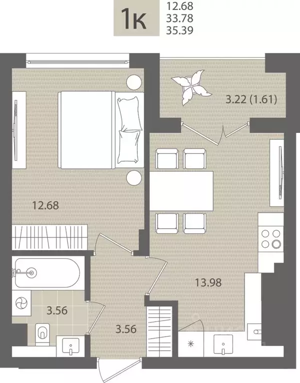 1-к кв. Калининградская область, Пионерский пос. Рыбное, Мо ре жилой ... - Фото 1