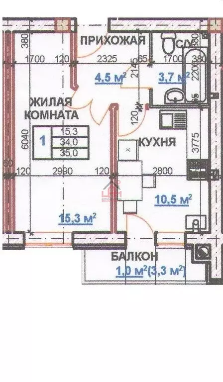 1-комнатная квартира: Ессентуки, Очаровательная улица, 16 (35 м) - Фото 1