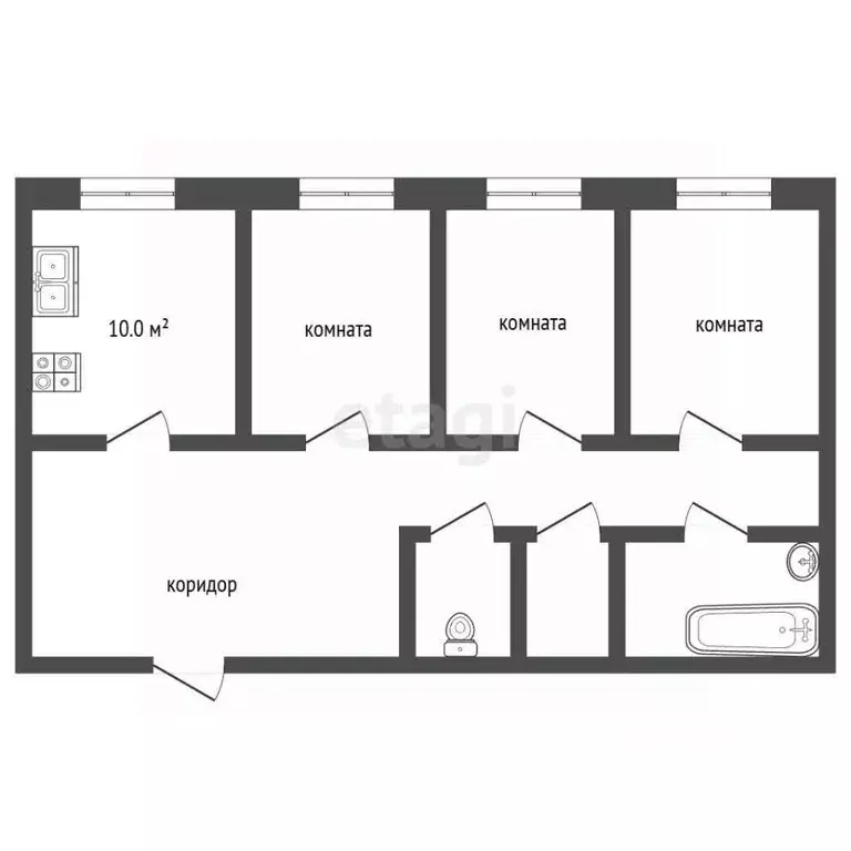 3-к кв. Костромская область, Кострома просп. Текстильщиков, 3а (68.5 ... - Фото 1
