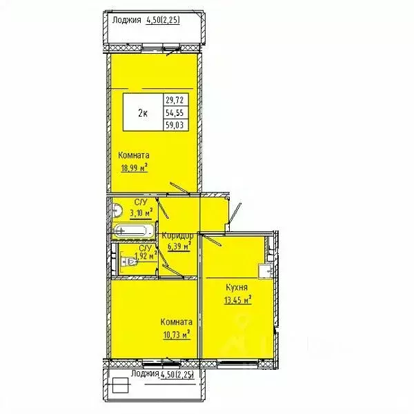 2-к кв. Омская область, Омск Солнечный мкр,  (59.03 м) - Фото 0