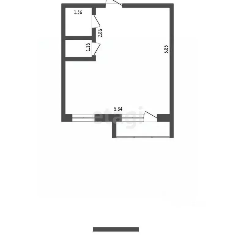 Студия Омская область, Омск Московка-2 мкр, ул. Молодова, 24 (33.0 м) - Фото 1