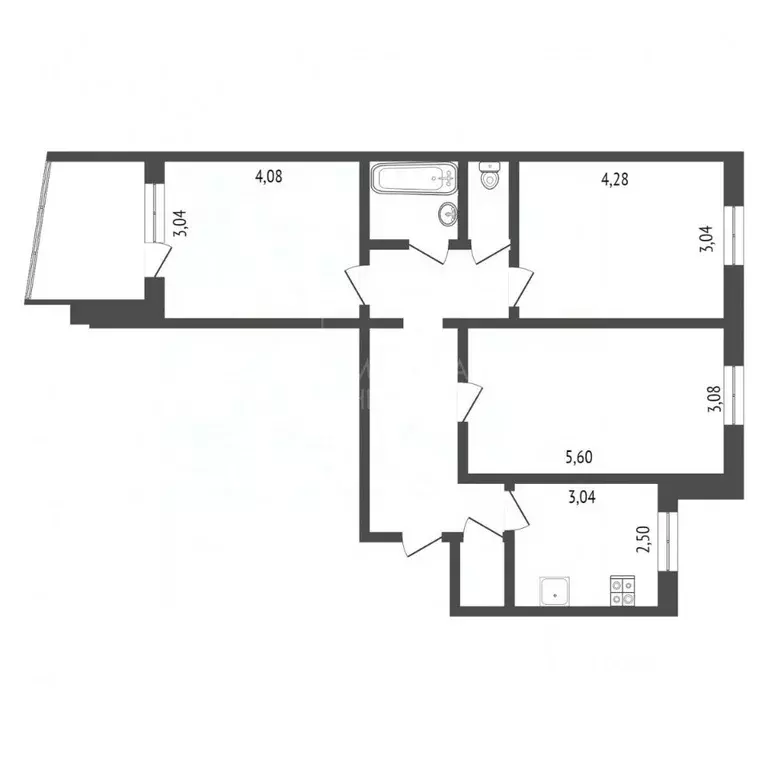 3-к кв. Тюменская область, Тюмень ул. Мельникайте, 130 (64.0 м) - Фото 2