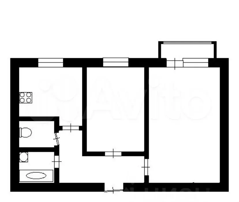 2-к. квартира, 43,9 м, 2/5 эт. - Фото 0