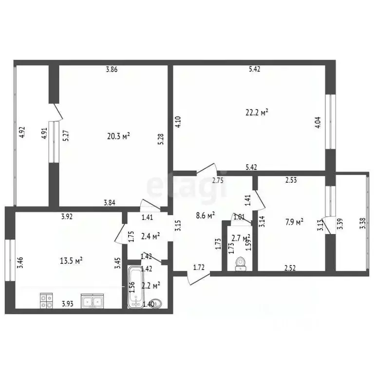 3-к кв. Мордовия, Рузаевка ул. Юрасова, 19В (76.8 м) - Фото 1