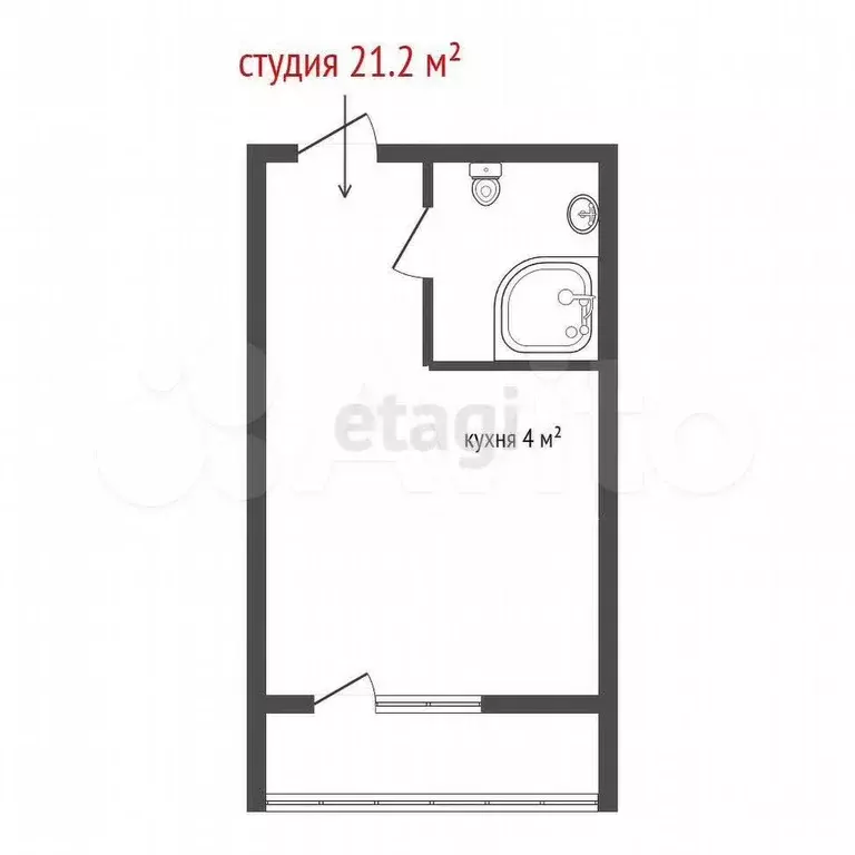 Квартира-студия, 21,2 м, 12/22 эт. - Фото 1