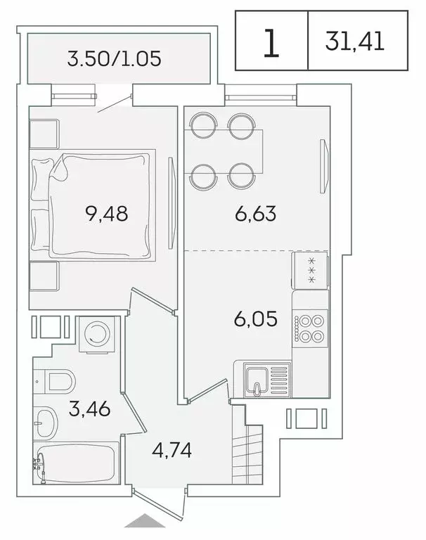 1-комнатная квартира: Мурино, Екатерининская улица, 11 (30.3 м) - Фото 0