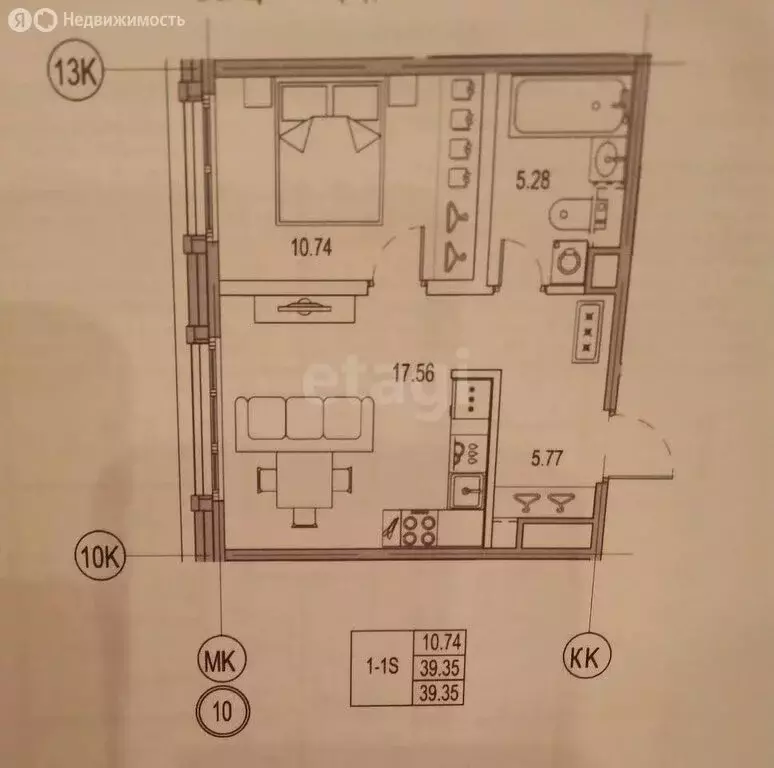 1-комнатная квартира: Санкт-Петербург, улица Стахановцев, 1 (39.4 м) - Фото 0
