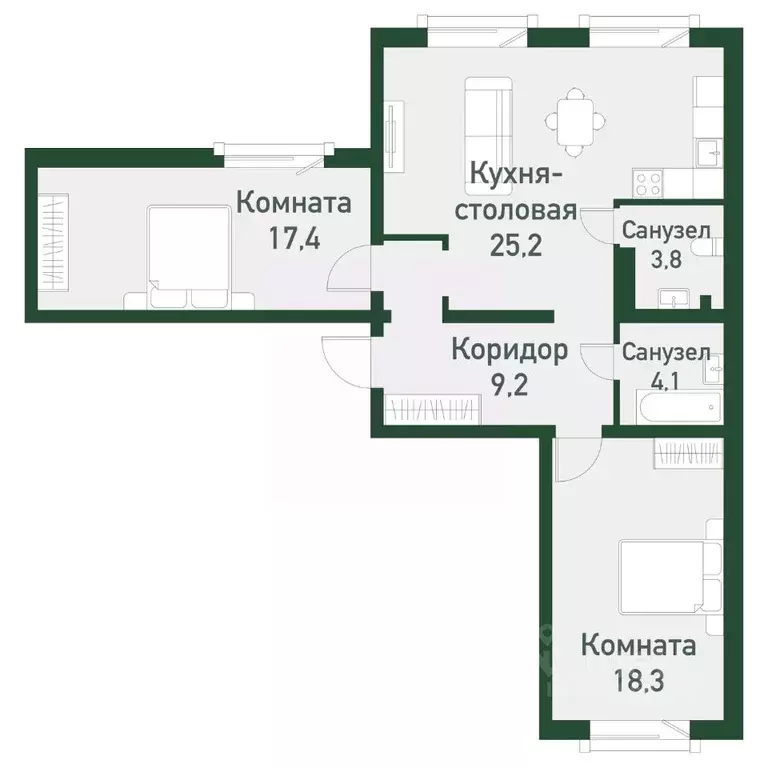 2-к кв. Челябинская область, Челябинский городской округ, пос. ... - Фото 0