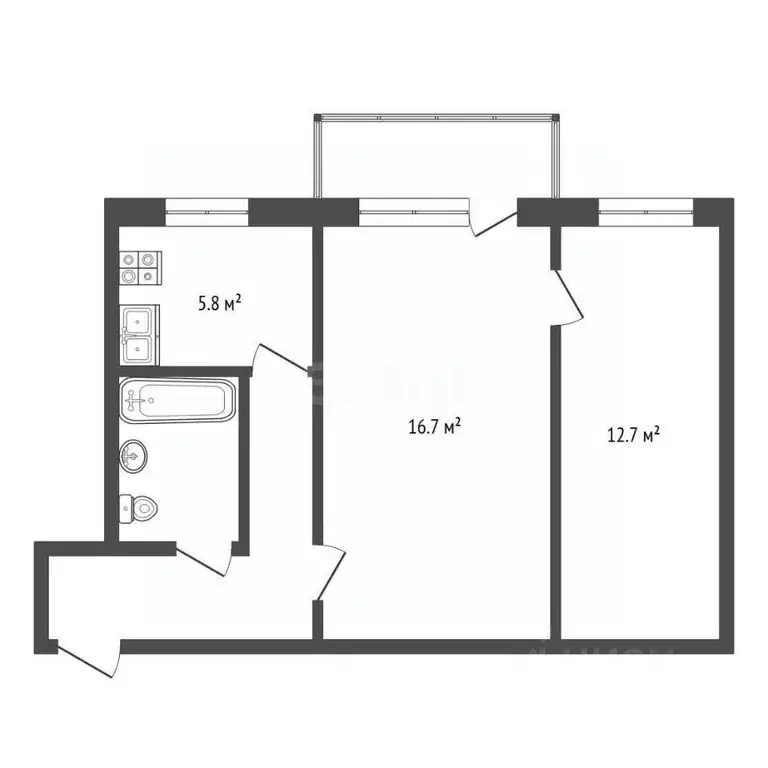 2-к кв. Самарская область, Тольятти ул. Ушакова, 42 (45.2 м) - Фото 2