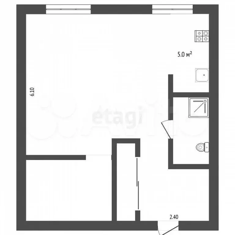 1-к. квартира, 31,9 м, 7/9 эт. - Фото 0