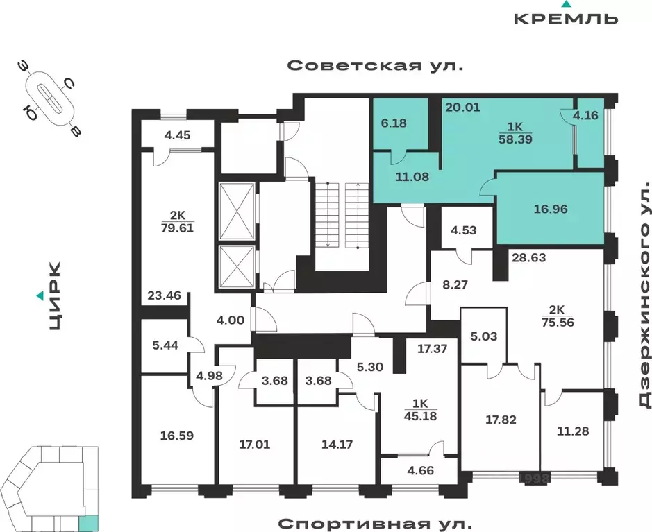 1-к кв. Тульская область, Тула ул. Болотникова, 4 (58.39 м) - Фото 2