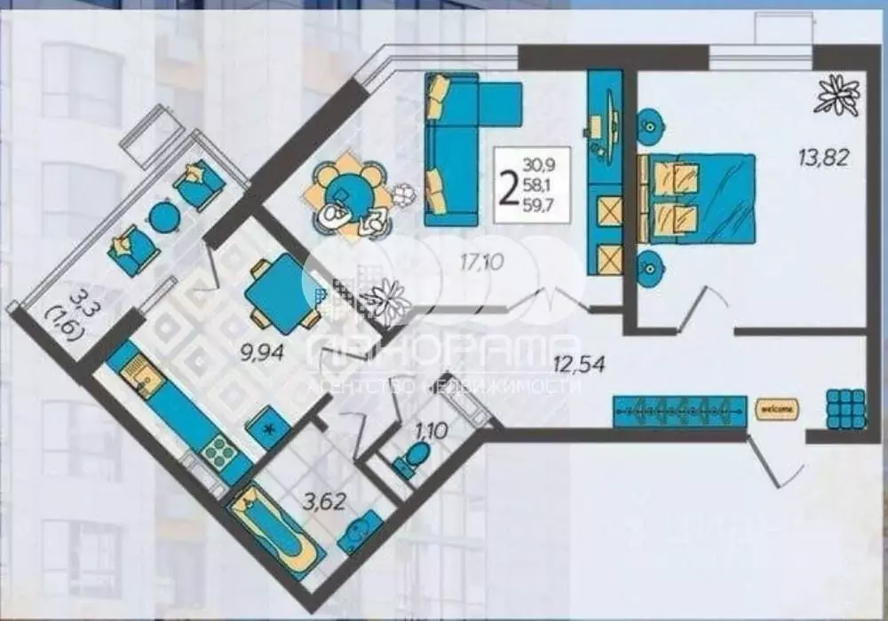 2-к кв. Краснодарский край, Анапа ул. Крылова, 13к1 (59.7 м) - Фото 1