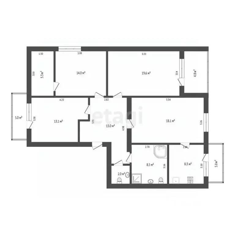 4-к кв. Тюменская область, Тюмень ул. Хохрякова, 83 (101.9 м) - Фото 2