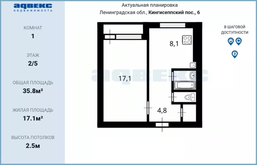 1-к кв. Ленинградская область, Кингисеппский район, Большелуцкое ... - Фото 2