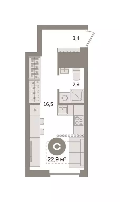 Квартира-студия: Екатеринбург, жилой район Эльмаш, Механический ... - Фото 2