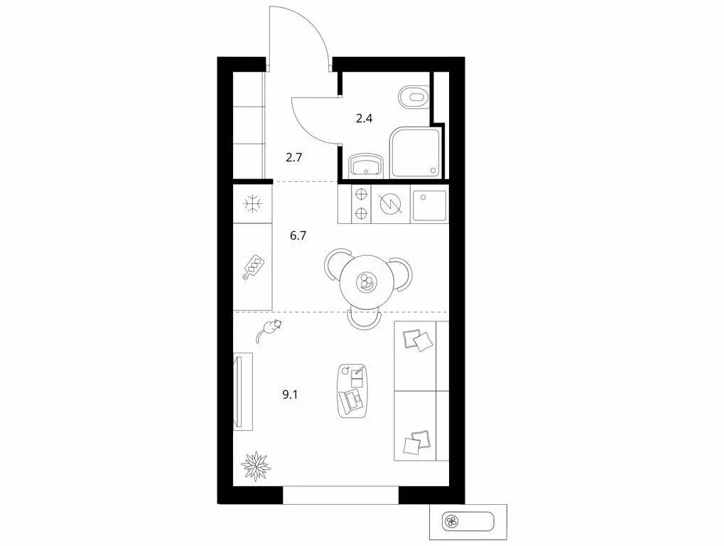 Квартира-студия: городской посёлок Янино-1, жилой комплекс Янинский ... - Фото 1