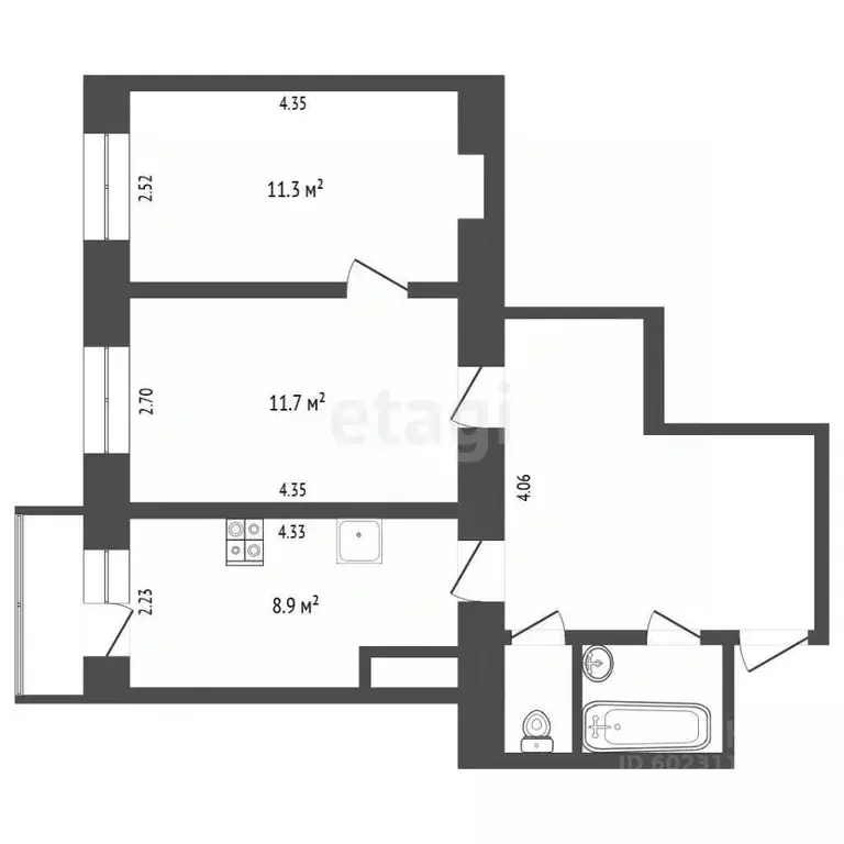 2-к кв. Пермский край, Пермь ул. Гашкова, 11 (49.8 м) - Фото 2