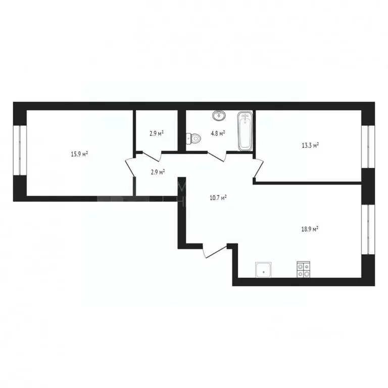 2-к кв. Тюменская область, Тюмень Новгородская ул., 20 (69.6 м) - Фото 2
