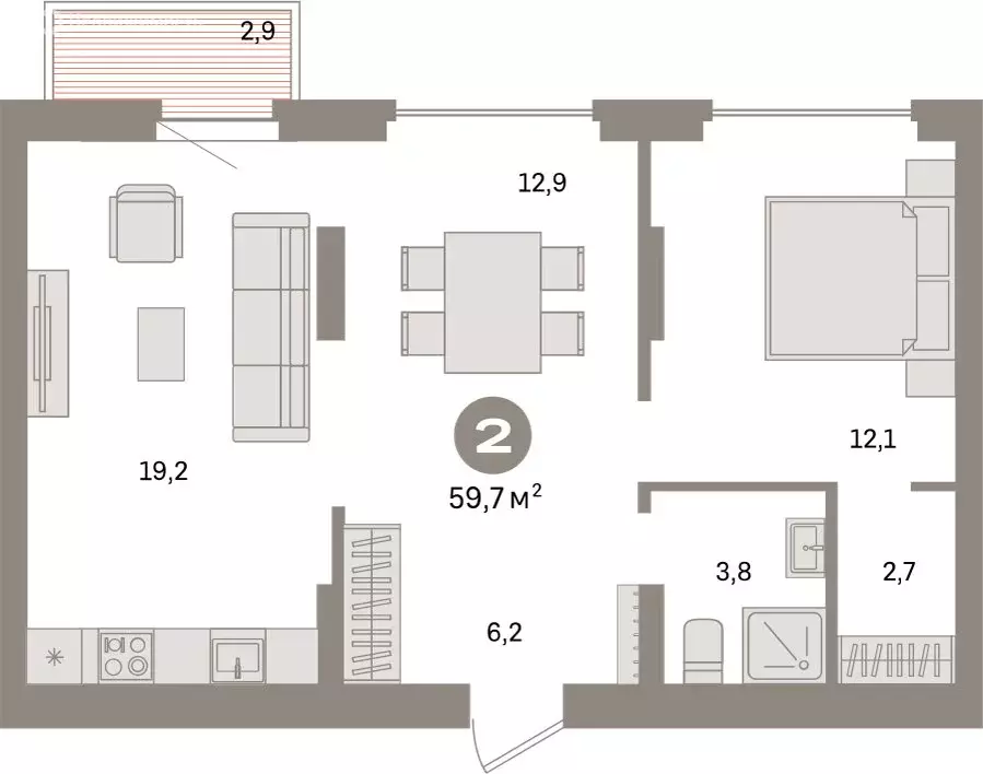1-комнатная квартира: Екатеринбург, жилой район Сортировочный, ... - Фото 2