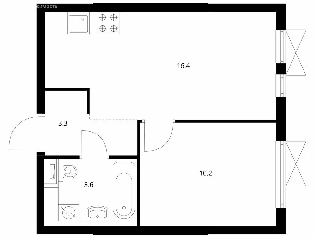 1-комнатная квартира: Котельники, микрорайон Белая Дача, 29 (33.8 м) - Фото 1