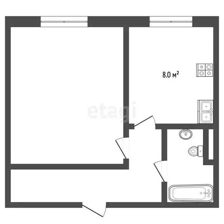 1-комнатная квартира: Новый Уренгой, Арктическая улица, 31 (34.7 м) - Фото 1