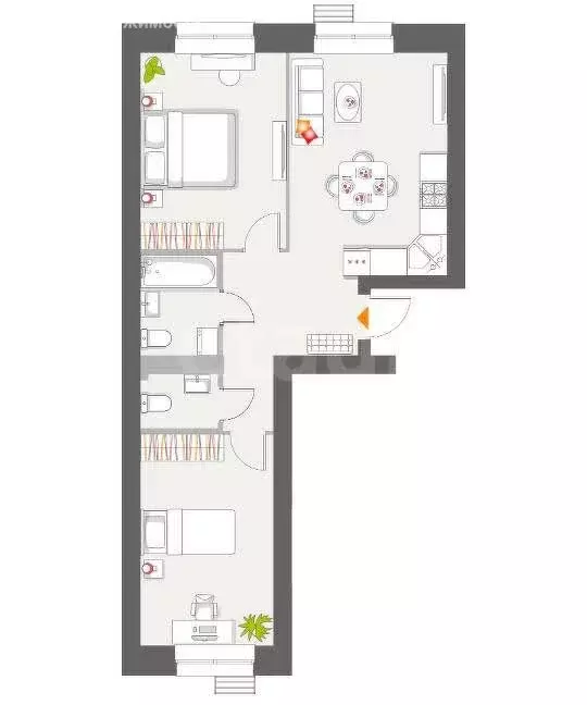 2-комнатная квартира: село Высокая Гора, Вторая Ударная улица, 5 (60.9 ... - Фото 1