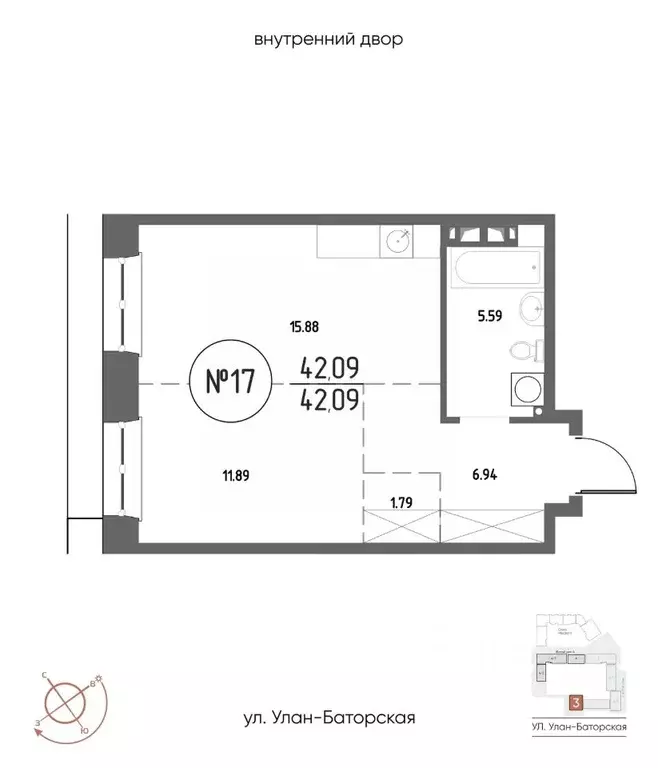 1-к кв. Иркутская область, Иркутск Макс жилой комплекс (42.09 м) - Фото 1