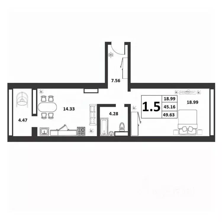 1-к кв. Новгородская область, Великий Новгород ул. Якова Павлова, 15 ... - Фото 1