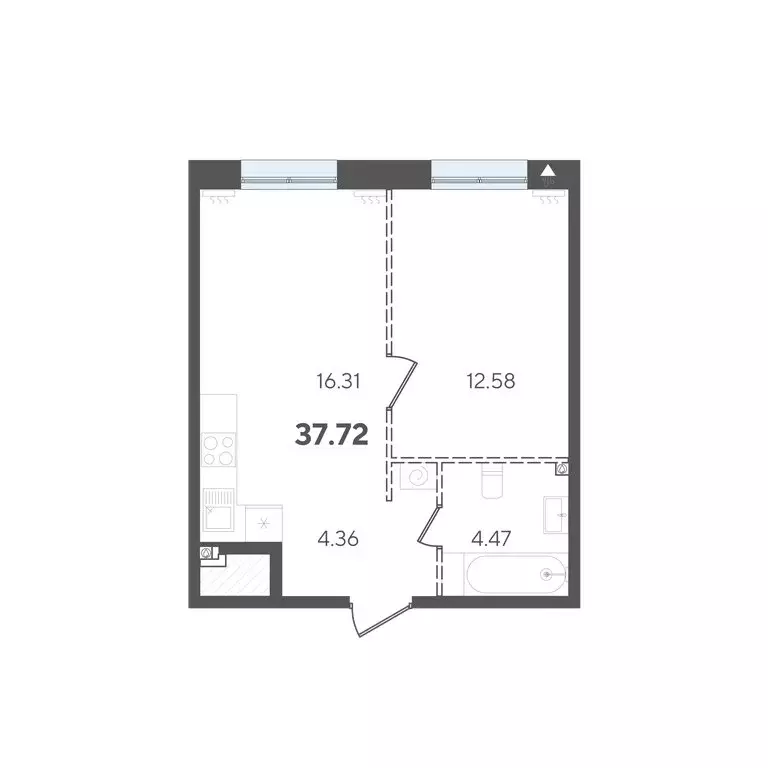 1-комнатная квартира: Казань, Вахитовский район (37.72 м) - Фото 1