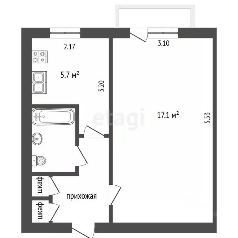 1-к кв. Ярославская область, Рыбинск Карякинская ул., 43 (28.0 м) - Фото 2
