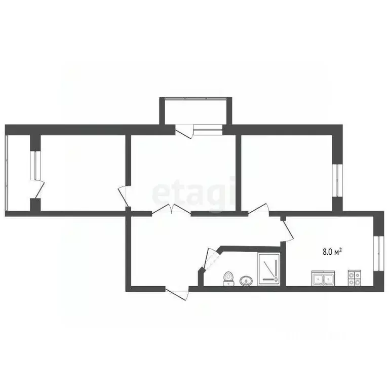 3-к кв. Тюменская область, Тюмень ул. Республики, 94 (54.6 м) - Фото 2