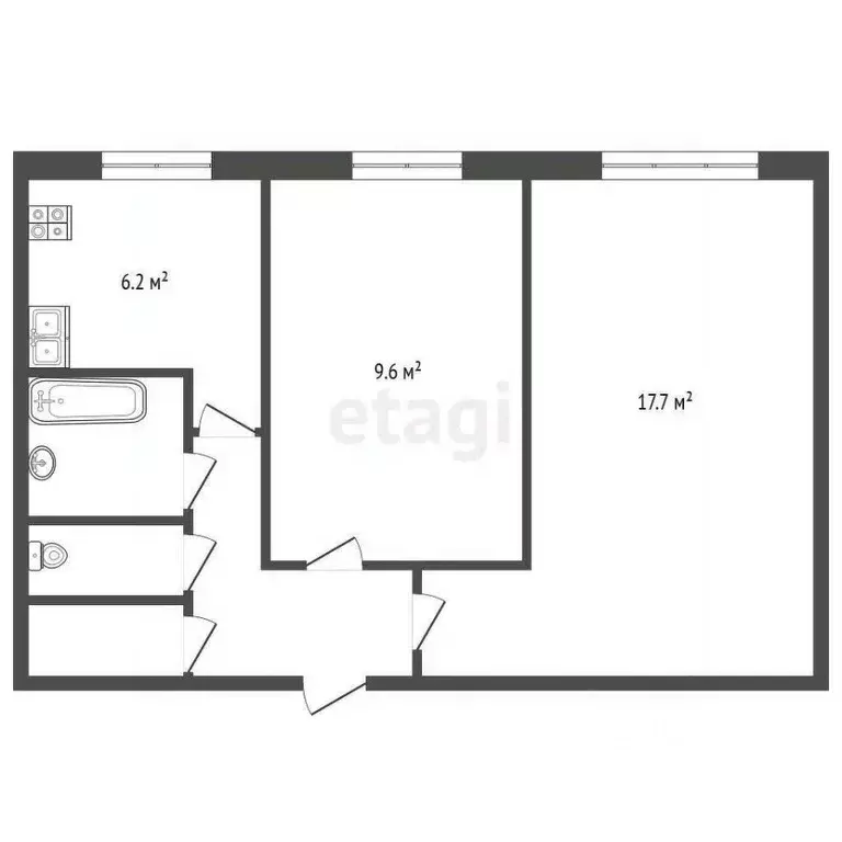 2-к кв. Архангельская область, Архангельск ул. Попова, 25 (41.9 м) - Фото 1