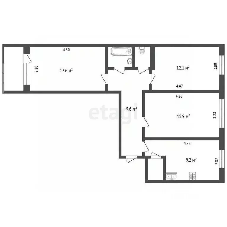 3-к кв. Татарстан, Набережные Челны ул. Раскольникова, 49В (64.0 м) - Фото 2