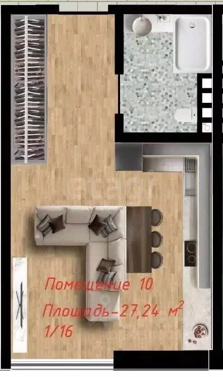 Студия Крым, Ялта ул. Репина, 21 (27.24 м) - Фото 1