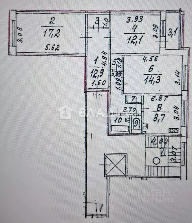 3-к кв. Санкт-Петербург ул. Щербакова, 4/18 (72.2 м) - Фото 2