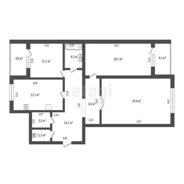 3-комнатная квартира: Тюмень, Широтная улица, 128 (74.6 м) - Фото 0