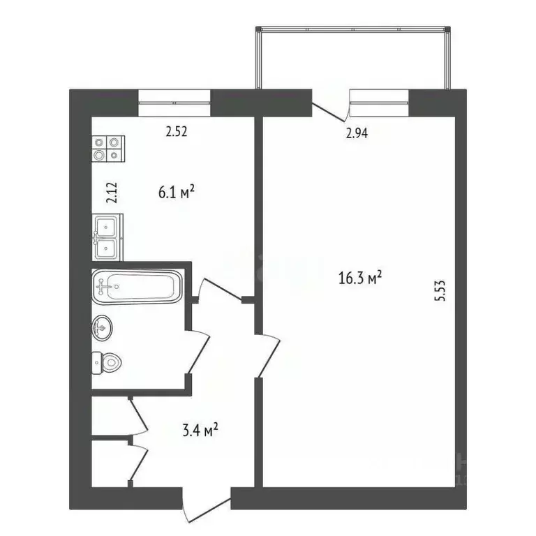 1-к кв. Вологодская область, Шексна рп, Шексна Северная мкр ул. ... - Фото 2