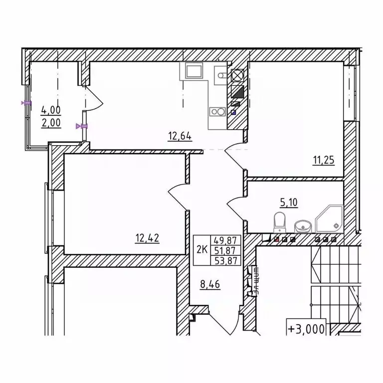 2-к кв. Калининградская область, Зеленоградск  (53.87 м) - Фото 1