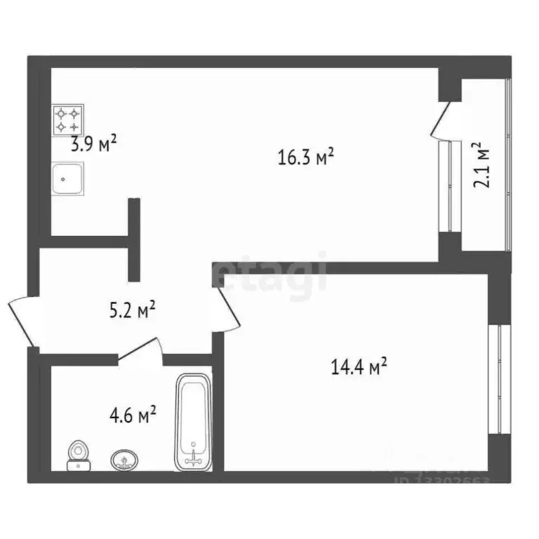 1-к кв. Ханты-Мансийский АО, Сургут Игоря Киртбая ул., 28 (47.0 м) - Фото 1